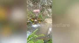 Man lights up home using DIY hydropower generator made from plastic bottles
