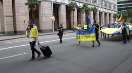 Ukrainians and supporters marched from Martin Place to Customs House, Circular Quay to protest against the Russian invasion of Ukraine