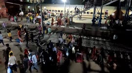 The people's careless about cross the rail track in Northern India