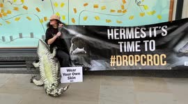 Protest against crocodile skins outside Hermes in Bond St