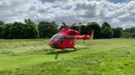 London Air Ambulance helicopter takes off in Kensington Gardens
