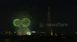 Peter's fireworks festival started in St Petersburg for city's 319th birthday, Russia - display from Armenia team