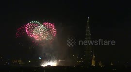 Peter's fireworks festival started in St Petersburg for city's 319th birthday, Russia - display from Kazan team