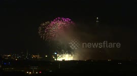 Peter's fireworks festival started in St Petersburg for city's 319th birthday, Russia - display from Serbia team