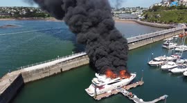 £6 million superyacht goes up in flames in English Riviera