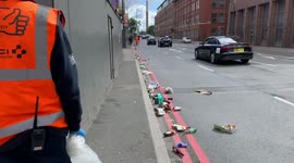 Nottingham Forest fans leave piles of rubbish after waiting hours to board trains to Wembley