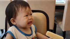 Funny baby reacts to ice cream for the first time