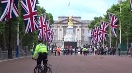 The Mall adorned with Union flags ahead of the Queens Platinum Jubilee celebrations in London