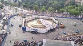 Real Madrid fans celebrate the 14th Champions League in Cibeles in Madrid on 29May,2022. .