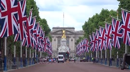 Union flags on the Mall ahead of Queen's Platinum Jubilee celebrations in London
