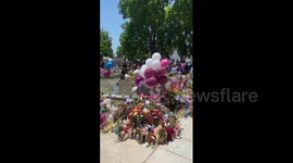 US: Mourners Lay Flowers At Uvalde Shooting Memorials In Town Square