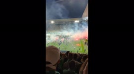 Saint-Etienne fans storm pitch after team relegated from Ligue 1
