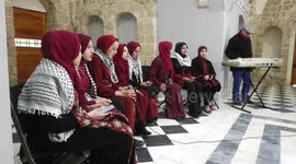 Palestinian girls train to sing traditional songs in Gaza city.