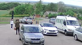Driverless camper van rolls onto busy road at Belvoir Castle carpark - Roofcam Full speed