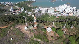 Aerial view of communication towers and a weather radar in the city of Vila Velha - ES- BRAZIL
