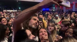 Comedian Russell Brand Meets Fans During Final Gig of UK Tour
