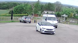 Miraculously no-one hurt after driverless camper van rolls onto busy road at Belvoir Castle, UK