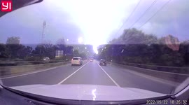Huge lightning bolt illuminates expressway in the Philippines