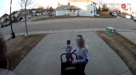 'Baby stroller takes a stroll as mom leaves it unattended to run after her son 
'
