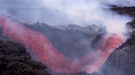 Close-up video captures lava pouring from two new vents on Mount Etna volcano