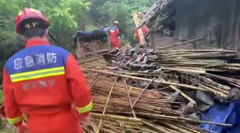 Firefighters undertake rescue works in aftermath of earthquake in southern China
