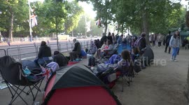 Thousands already lining the Mall at 5.45 in the morning as Jubilee celebrations begin