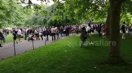 Choas In At James Park As People Try To See Trooping The Colour