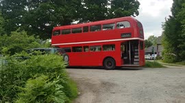 A old London Bus came to pick up party goers for a Trip in the City