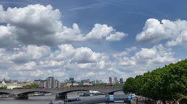 Image of royal aircraft above Thames river