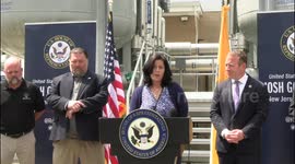 U.S. Congressman Josh Gottheimer, mayors and local water utilities announce a Clean Water Action plan in Ridgewood, NJ on June 2, 2022