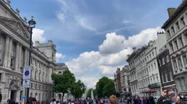 Red Arrow fly over Whitehall London Westminster for Queen Elizabeth Jubliee
