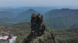 Drone Aerial Shot of Fanjing Mountain In Nanning, China