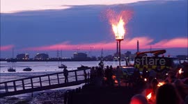 Beacon lighting in Queenborough, Kent for Platinum Jubilee, UK