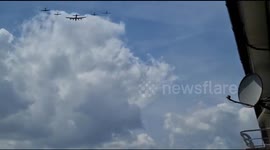 Planes fly over for the Platinum Jubilee celebrations for Queen Elizabeth to mark 70 years on the throne