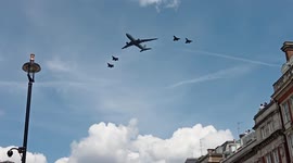 Military planes fly across to celebrate the Queen's 70th Jubilee