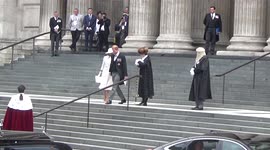 Prince Harry and Meghan Markle leave St Paul’s Cathedral after Thanksgiving service