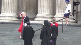 UK Prime Minister Boris Johnson and wife Carrie leave St Paul's Cathedral after  Platinum Jubilee Thanksgiving service for The Queen