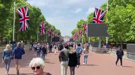 Royal fans arrive early for the Platinum Party at Buckingham Palace