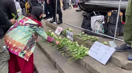 Vigil on the 33rd anniversary of the Tiananmen Square protests and massacre, in Piccadilly Circus