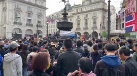 Vigil on the 33rd anniversary of the Tiananmen Square protests and massacre, Piccadilly Circus