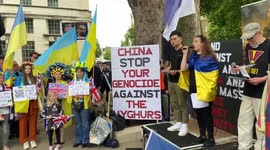 Pro-democracy protest outside Downing St on the 33rd anniversary of the Tiananmen Square protests and massacre.