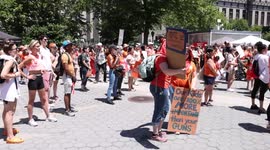 Gun violence prevention advocates demonstrate in New York with speeches, moment of silence, music, and march