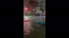 US: Man Kayaks Through Flooded Streets In Miami During Overnight Storm