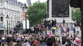 Trafalgar Square packed with watchers for the Jubilee Pageant