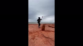 'Kung Fu master DEMOLISHES a rock with an ancient Chinese weapon '