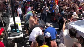 Roma Sausage Eating Contest First 30 seconds Little Italy Baltimore June 5, 2022, Festival