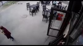 Toyota Camry rammed a summer cafe area in Almaty