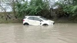 Car gets washed away while crossing stream, driver rescued by State Disaster Response Force in southern India