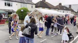 Conga dance at the Platinum Jubilee Street Party in St Albans