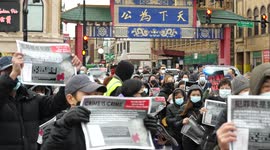 Silent protests against Asian hate crime at Chicago Chinatown